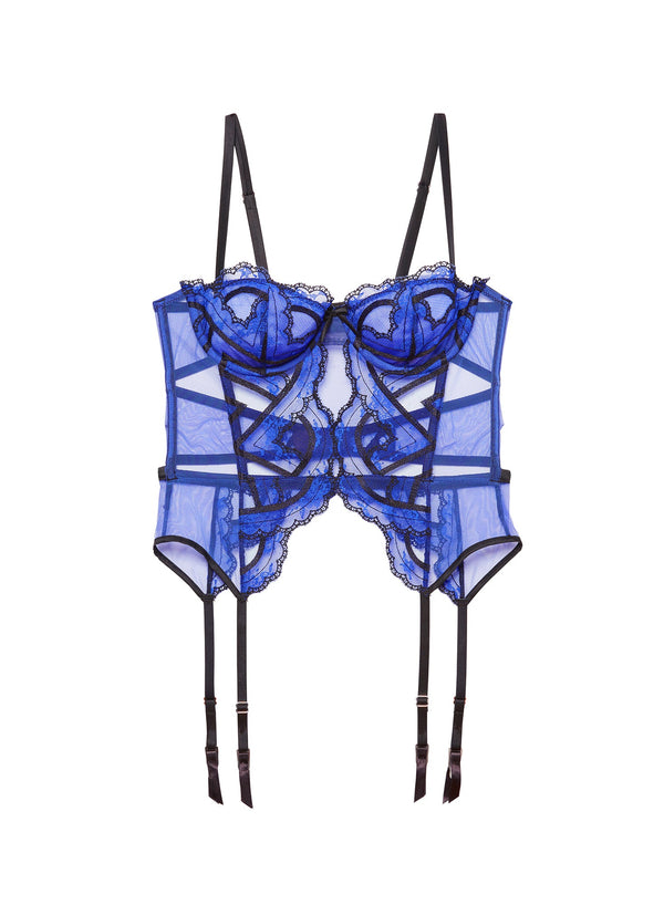 Electric blue - Hendrix Embroidery Garter Basque | Fleur du Mal - DEMO