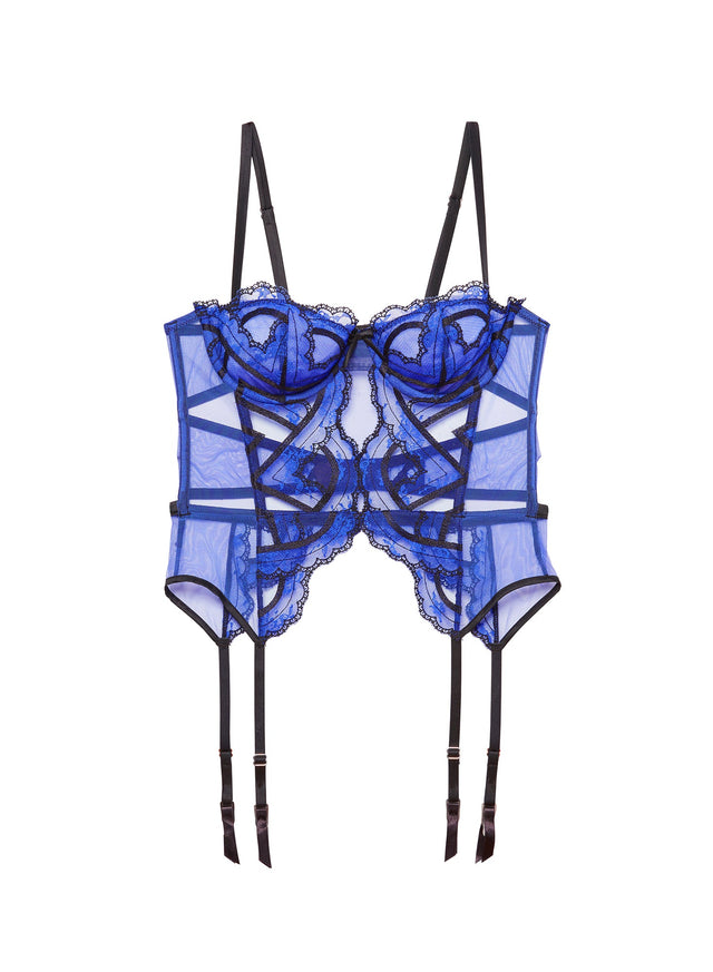 Electric blue - Hendrix Embroidery Garter Basque | Fleur du Mal - DEMO
