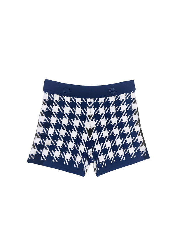 Navy-ivory - Houndstooth Knit Short | Fleur du Mal - DEMO