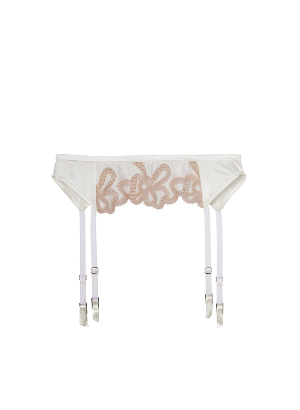 Ivory - Bow Guipure Embroidery Garter Belt | Fleur du Mal - DEMO