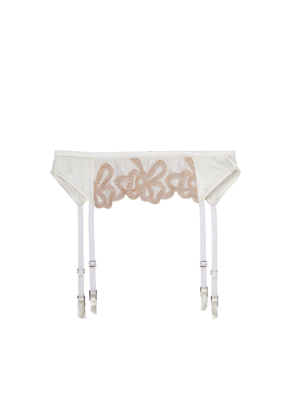 Ivory - Bow Guipure Embroidery Garter Belt | Fleur du Mal - DEMO