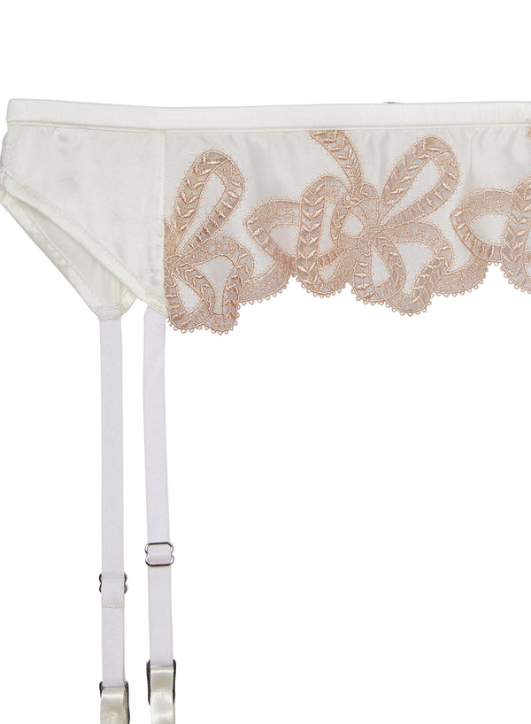 Ivory - Bow Guipure Embroidery Garter Belt | Fleur du Mal - DEMO