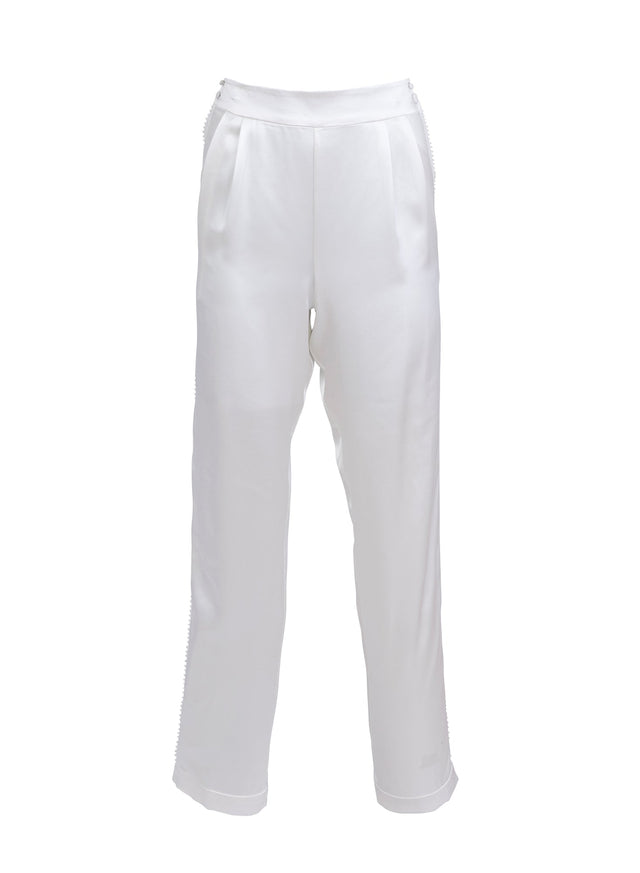 Ivory - Pleated Tuxedo Pant | Fleur du Mal - DEMO