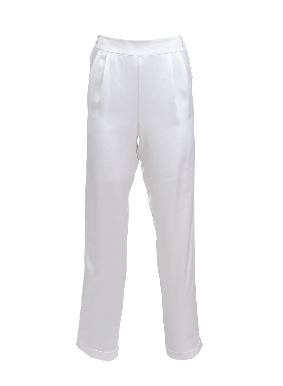Ivory - Pleated Tuxedo Pant | Fleur du Mal - DEMO