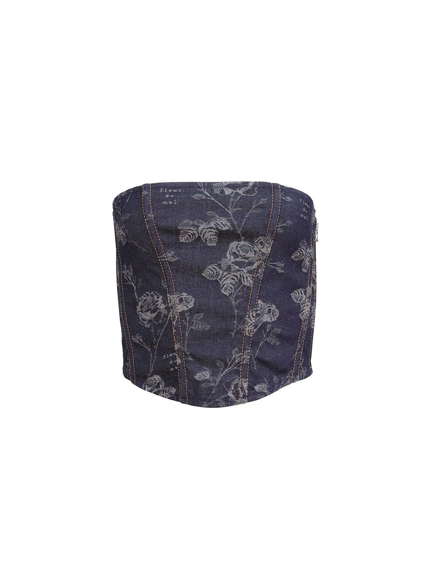 Denim Jacquard Corset Top