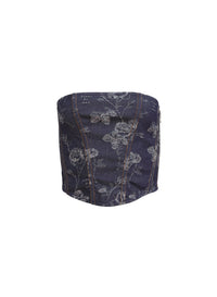 Denim Jacquard Corset Top