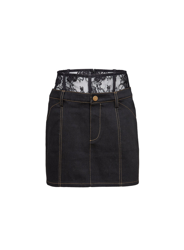 Black - Lace Waistband Skirt | Fleur du Mal - DEMO