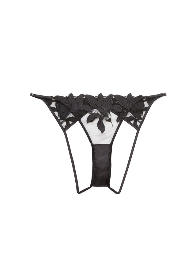 Black - Lily Embroidery Ouvert Panty | Fleur du Mal - DEMO