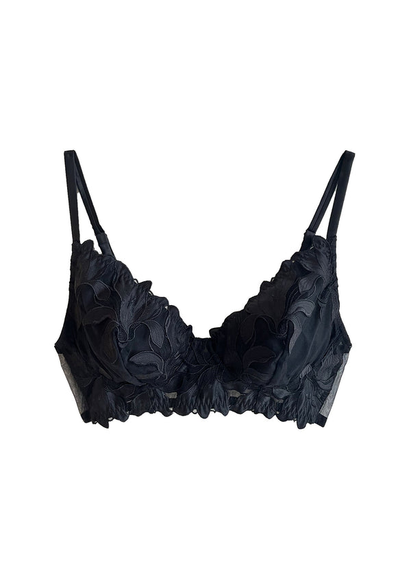 Black - Lily Embroidery Post Surgical Bra | Fleur du Mal - DEMO