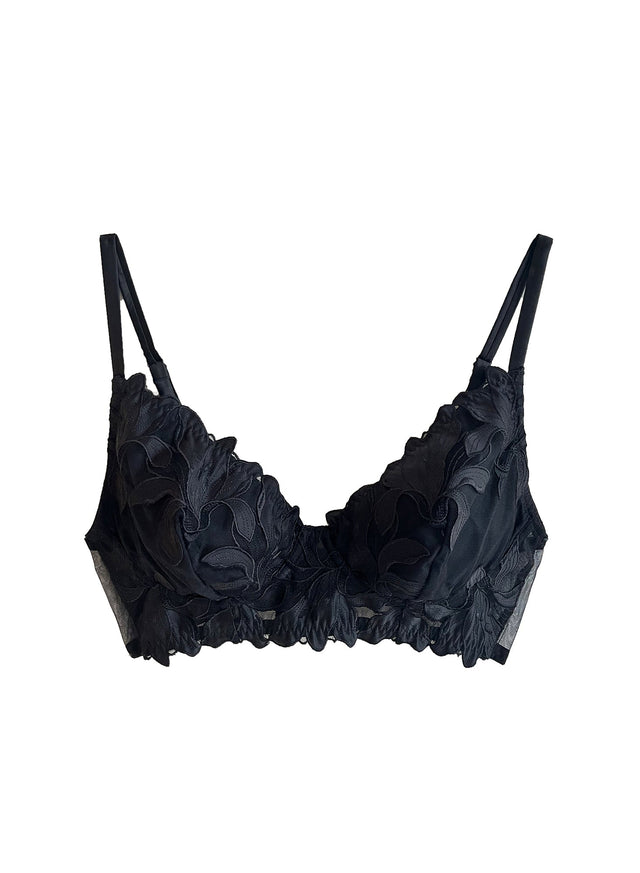 Black - Lily Embroidery Post Surgical Bra | Fleur du Mal - DEMO