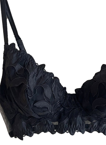 Black - Lily Embroidery Post Surgical Bra | Fleur du Mal - DEMO