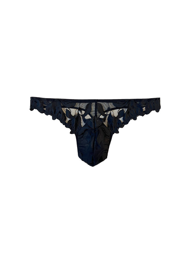 Black - Men&#39;s Lily Embroidery Thong | Fleur du Mal - DEMO