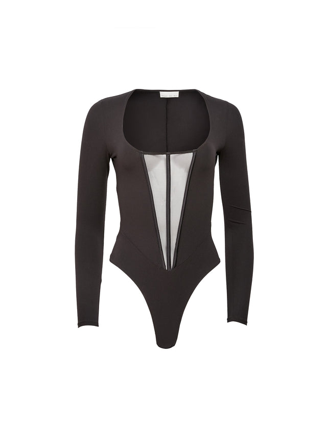 Black - Long Sleeve Jersey Bodysuit | Fleur du Mal - DEMO