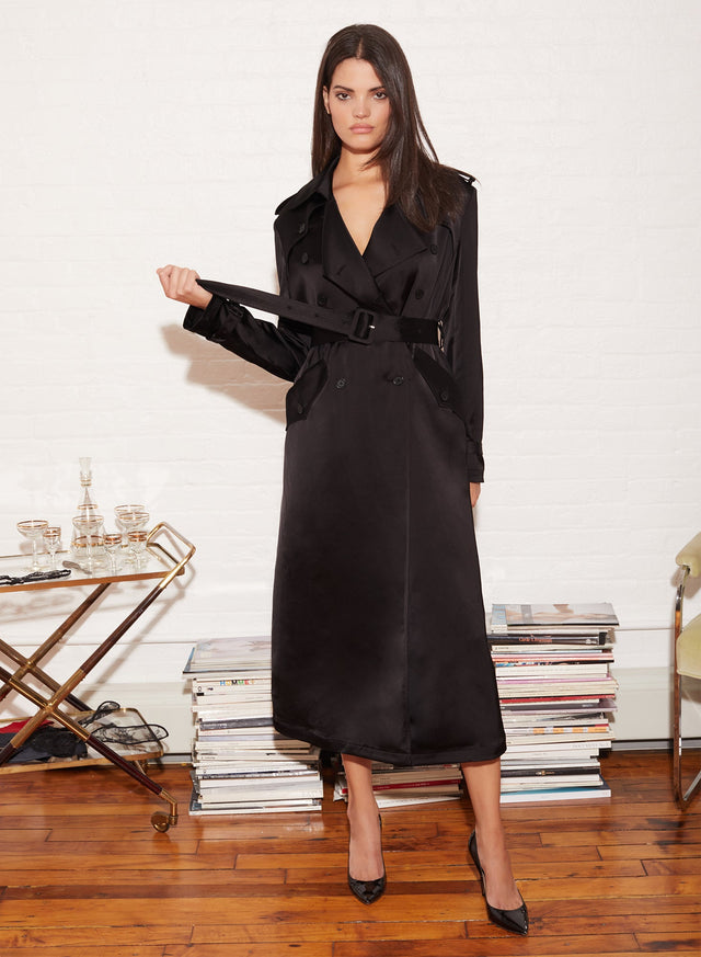 Black - Eco Luxe Trench Coat | Fleur du Mal - DEMO