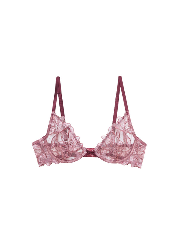 Amarena - Lily Embroidery Plunge Demi Bra | Fleur du Mal - DEMO