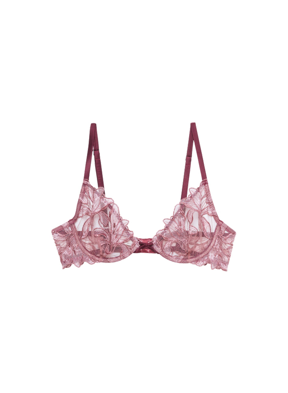 Amarena - Lily Embroidery Plunge Demi Bra | Fleur du Mal - DEMO