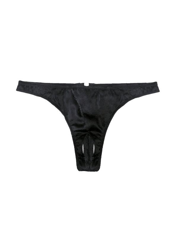 Black - Luxe Crotchless Thong | Fleur du Mal - DEMO