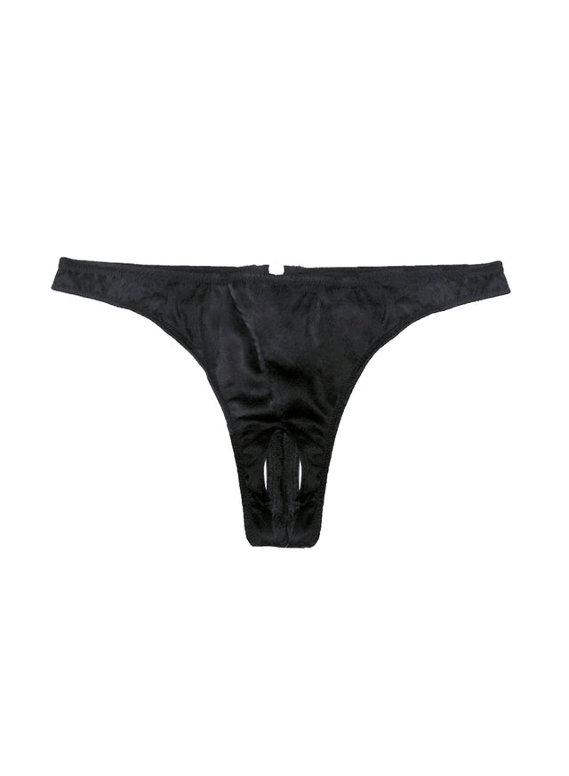 Black - Luxe Crotchless Thong | Fleur du Mal - DEMO
