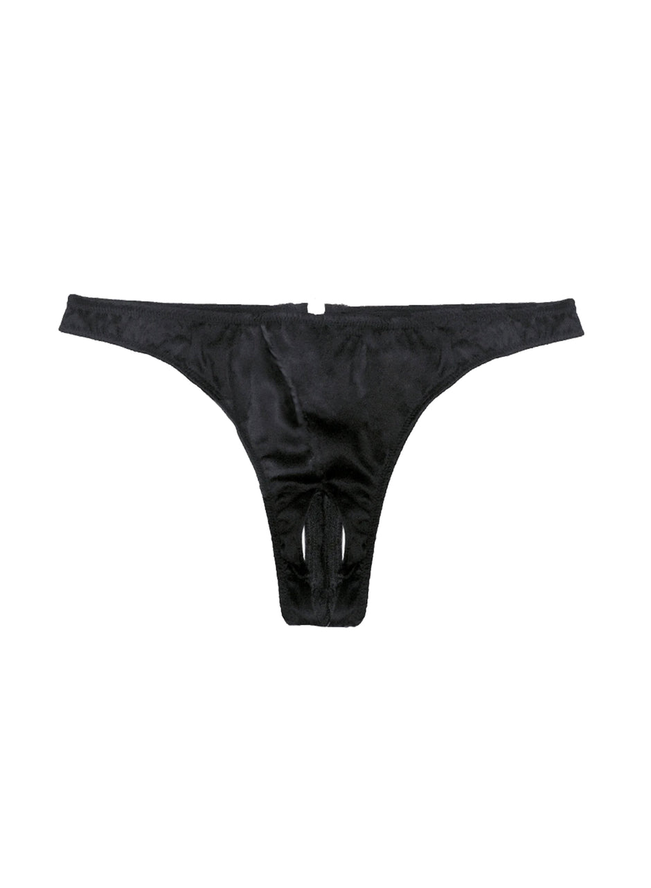 Black - Luxe Crotchless Thong | Fleur du Mal - DEMO