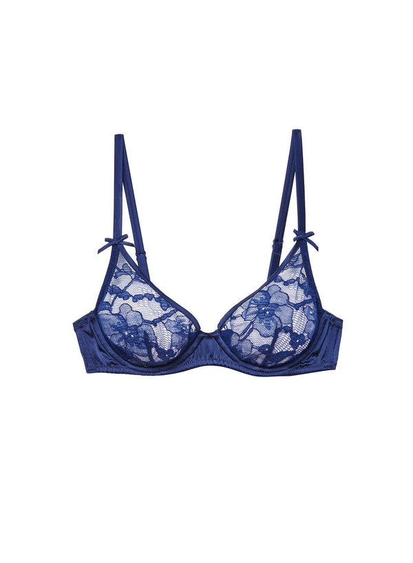Nighttime blue - Magnolia Lace Unlined Demi Bra | Fleur du Mal - DEMO