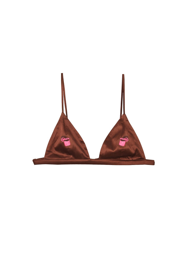 Cocoa - Spicy Margarita Embroidered Luxe Triangle Bra | Fleur du Mal - DEMO