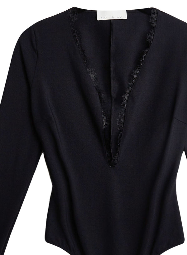 Black - Margo Lace Long Sleeve Bodysuit | Fleur du Mal - DEMO