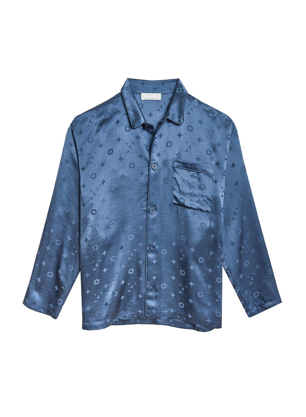 Deep slate - Silk Jacquard PJ Top | Fleur du Mal - DEMO