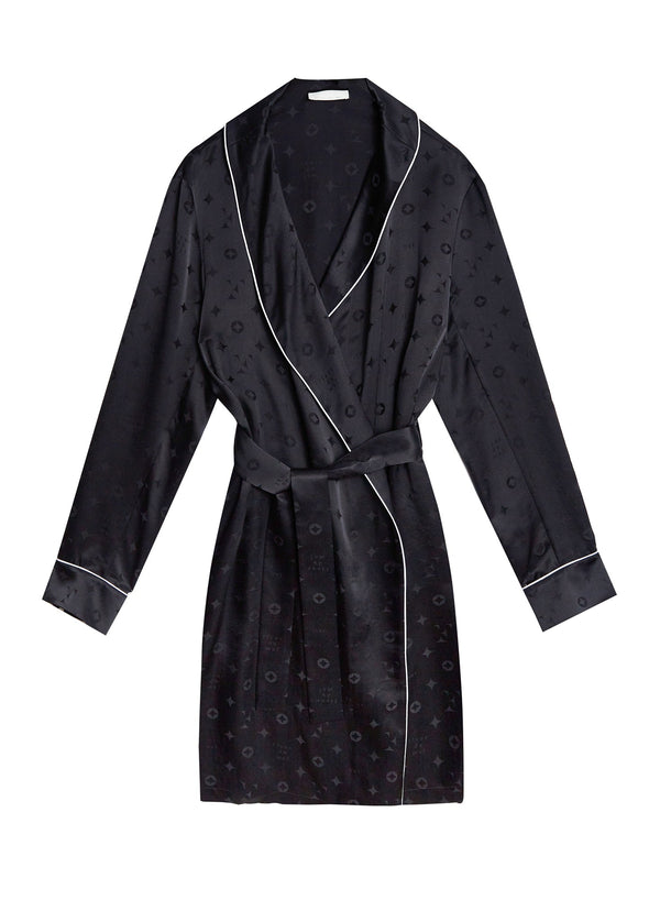Black - Silk Jacquard Robe | Fleur du Mal - DEMO