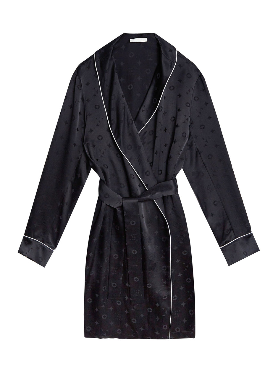 Black - Silk Jacquard Robe | Fleur du Mal - DEMO