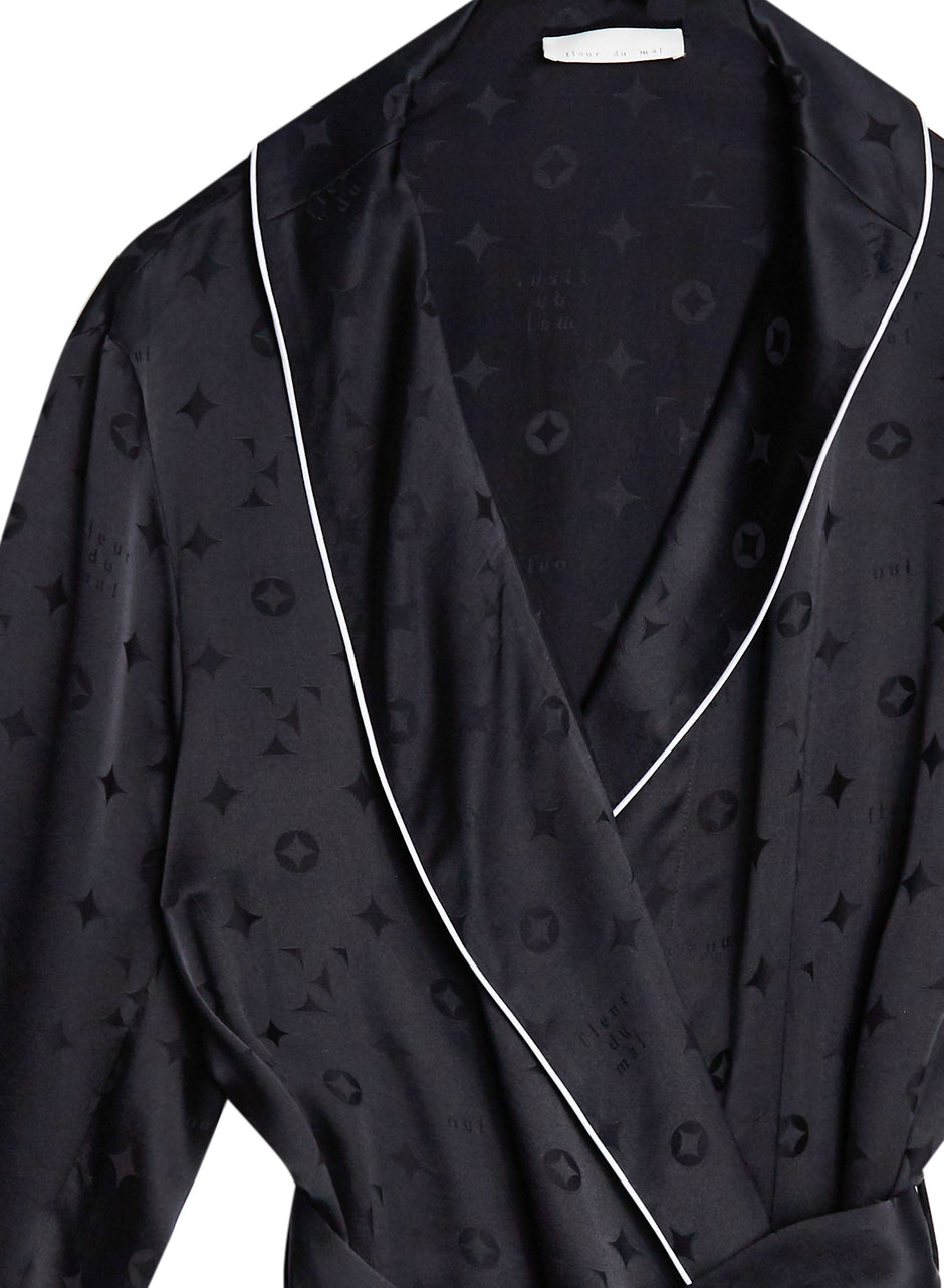 Black - Silk Jacquard Robe | Fleur du Mal - DEMO