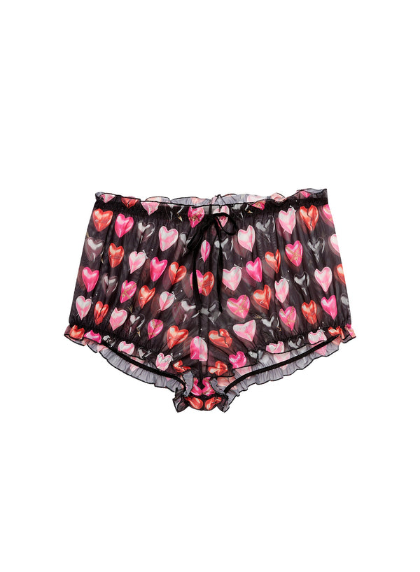 Heartbreaker print - Ruched Mesh Short | Fleur du Mal - DEMO