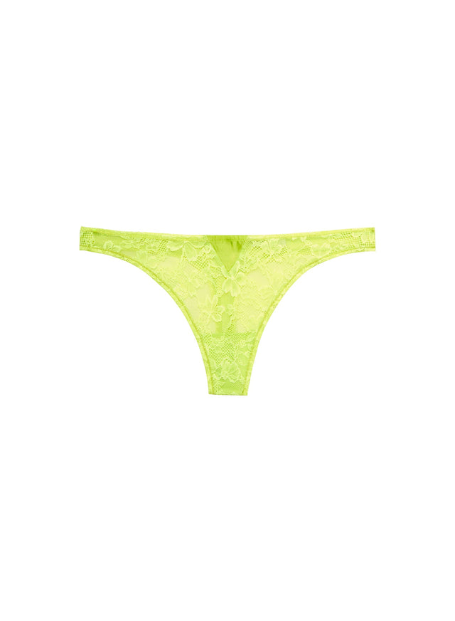 Neon yellow - Le Stretch Lace Thong | Fleur du Mal - DEMO