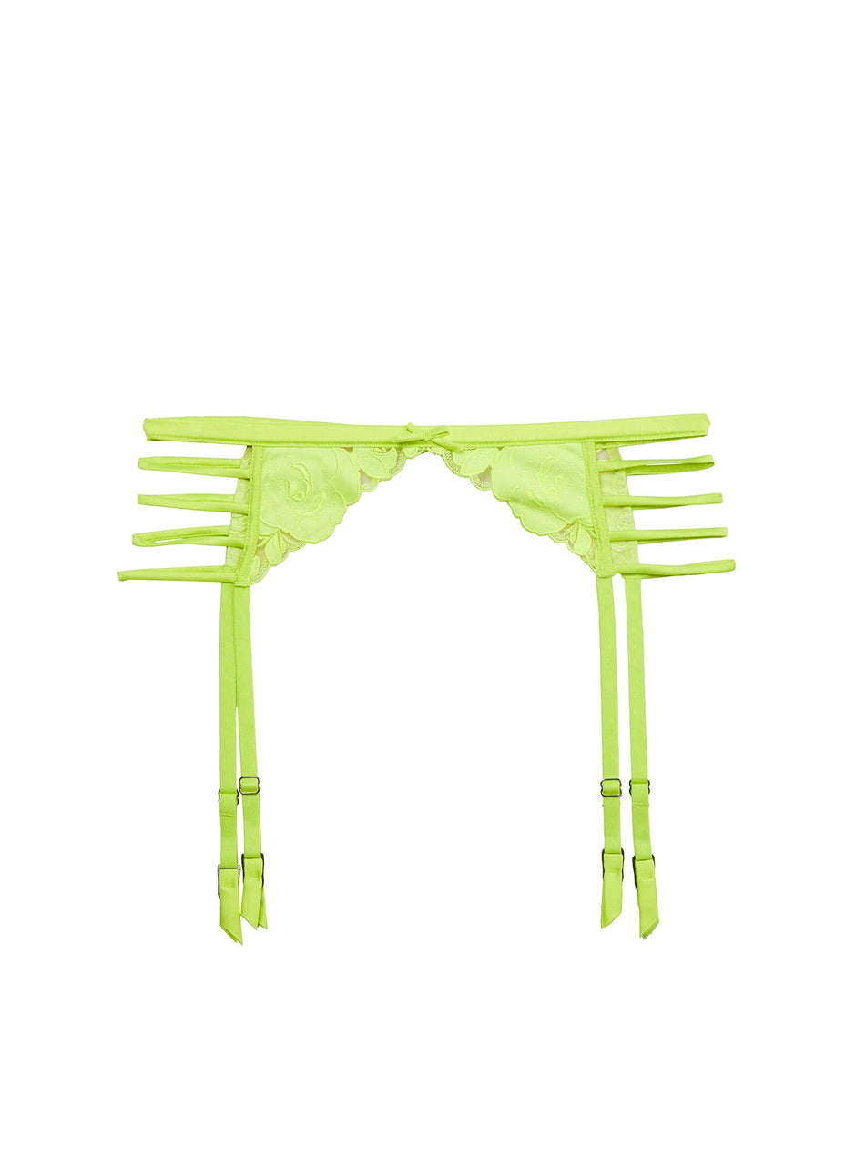 Neon yellow - Rose Logo Embroidery Garter Belt | Fleur du Mal - DEMO