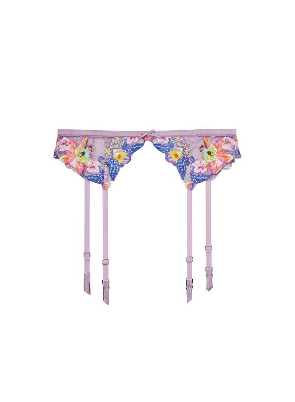 Wisteria - Orchid Embroidery Garter Belt | Fleur du Mal - DEMO