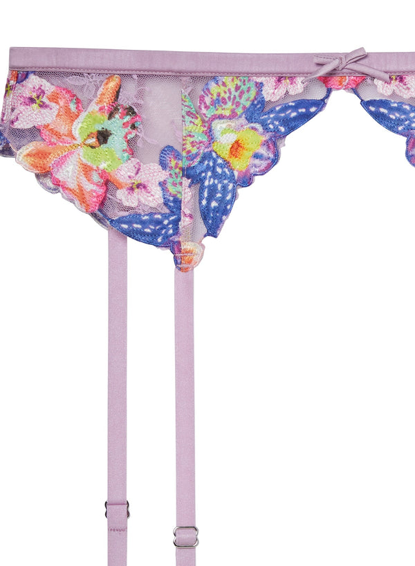 Wisteria - Orchid Embroidery Garter Belt | Fleur du Mal - DEMO
