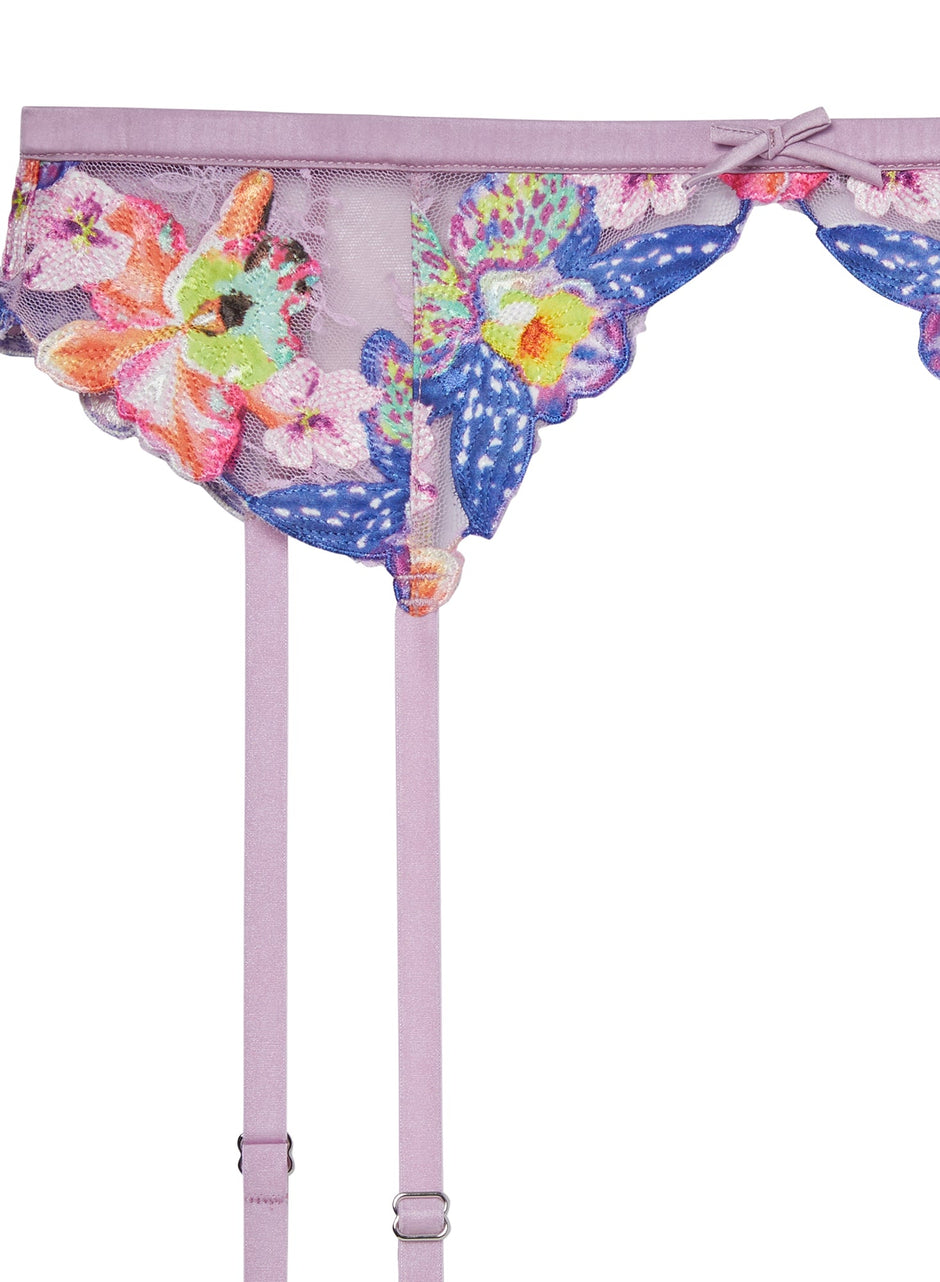 Wisteria - Orchid Embroidery Garter Belt | Fleur du Mal - DEMO