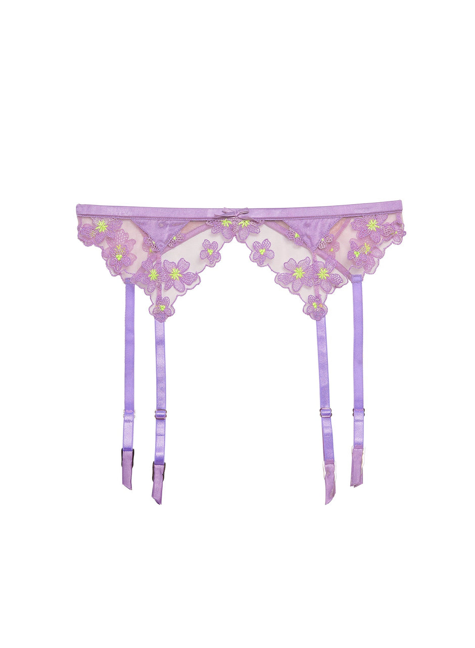 Spring lavender - Petal Embroidery Garter Belt | Fleur du Mal - DEMO