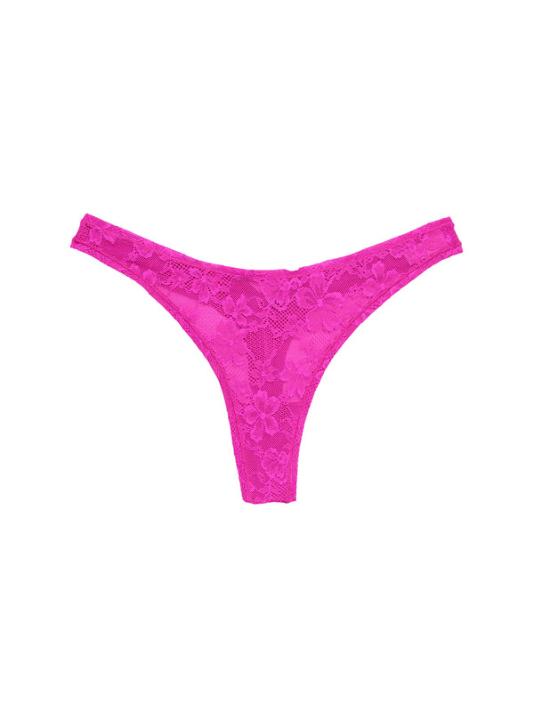 Wild pink - Le Stretch Lace Thong | Fleur du Mal - DEMO