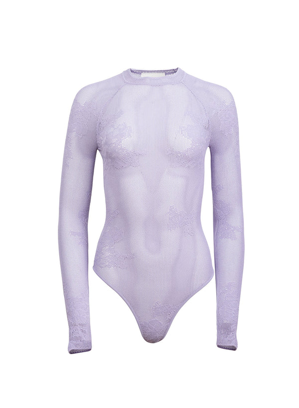 Smoked lavender - Lace Pointelle Long Sleeve Bodysuit | Fleur du Mal - DEMO