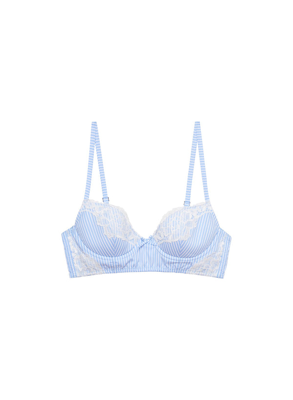 Stripe sky - Poplin Lace Demi Bra | Fleur du Mal - DEMO