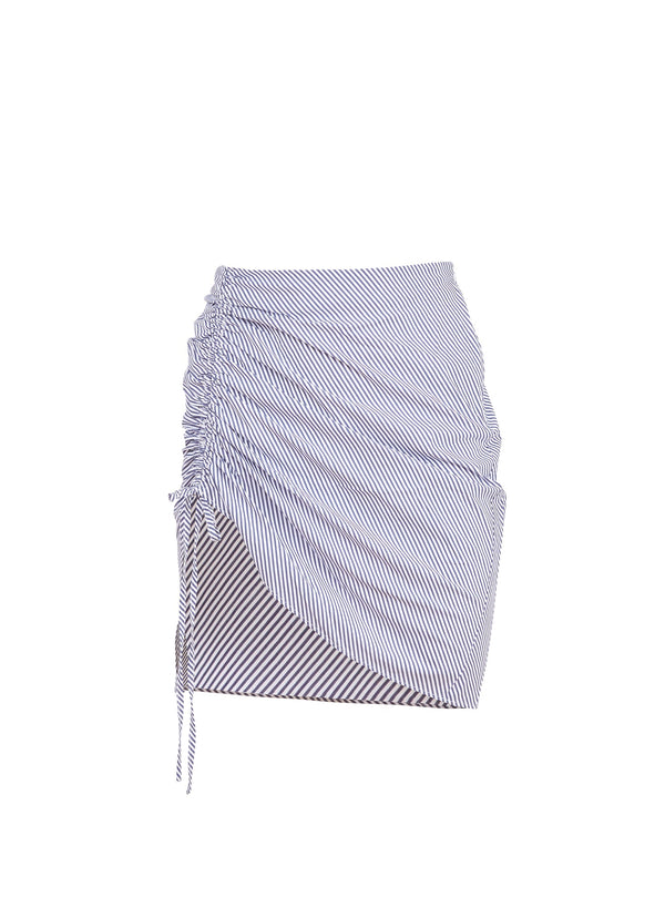 Oxford stripe - Poplin Draped Ruched Skirt | Fleur du Mal - DEMO