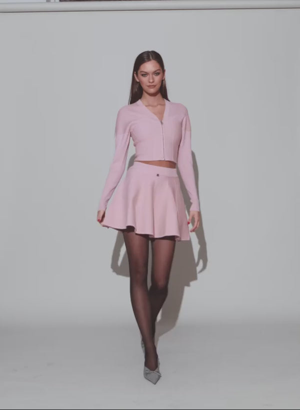 Cherry blossom - Knit Zip Bustier Cardigan | Fleur du Mal - DEMO