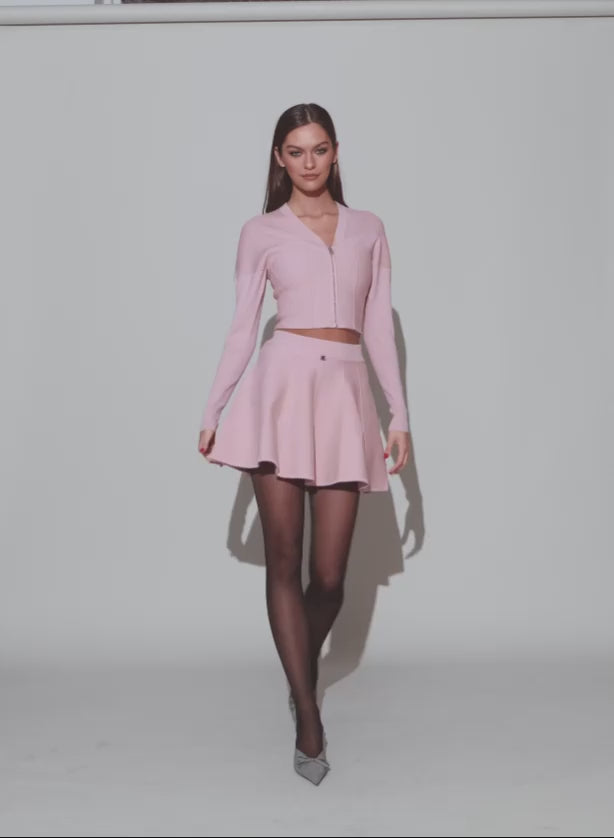 Cherry blossom - Knit Zip Bustier Cardigan | Fleur du Mal - DEMO