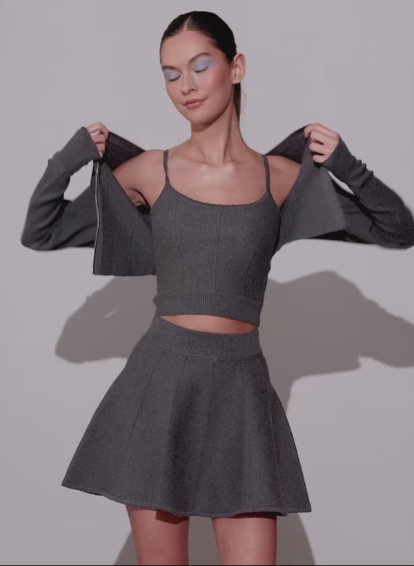 Dark heather grey - Knit Corset Top | Fleur du Mal - DEMO