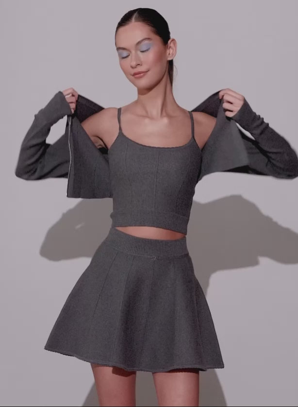 Dark heather grey - Knit Corset Top | Fleur du Mal - DEMO