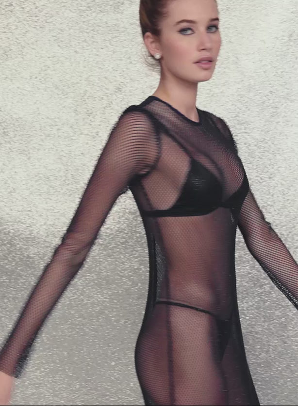Deep ocean - Rhinestone Fishnet Dress | Fleur du Mal - DEMO