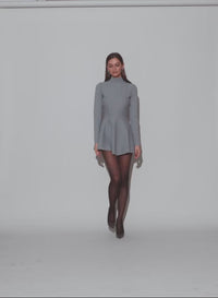 video- grey flared dress