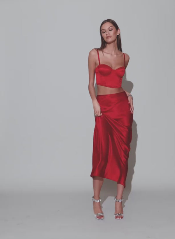 Rouge - Silk Bias Cutout Skirt | Fleur du Mal - DEMO
