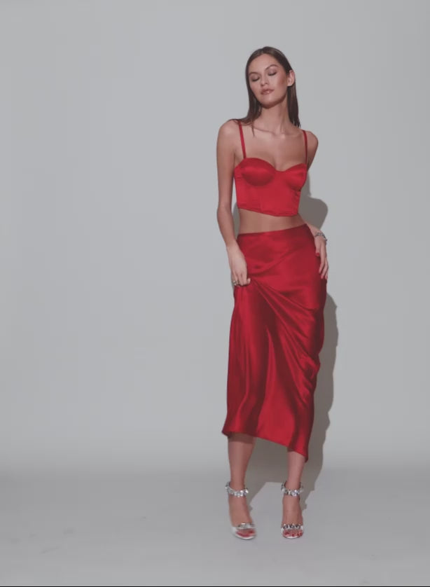 Rouge - Silk Bias Cutout Skirt | Fleur du Mal - DEMO