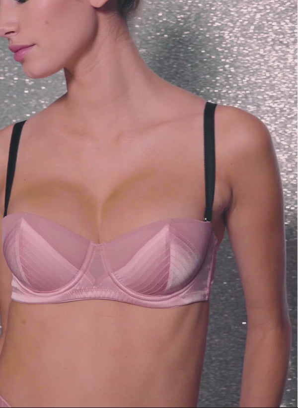 Rose pink/black - Top Stitch Convertible Bra | Fleur du Mal - DEMO